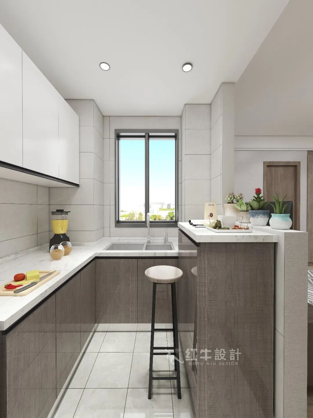 劉萍萍_花崗鴻福城132㎡現(xiàn)代簡約風(fēng)格_兩套小戶型打通變大宅，中西雙廚房+衣帽間打造品質(zhì)生活！08開放式廚房