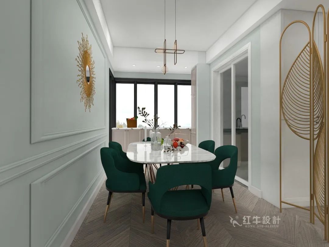 劉崇穎_紅牛設(shè)計--電建洺悅府120㎡輕奢風格08效果圖欣賞_餐廳