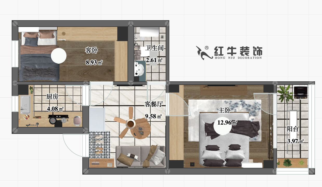 張桐瑋_泰倉巷8號(hào)203室-47㎡-北歐風(fēng)格00彩平圖