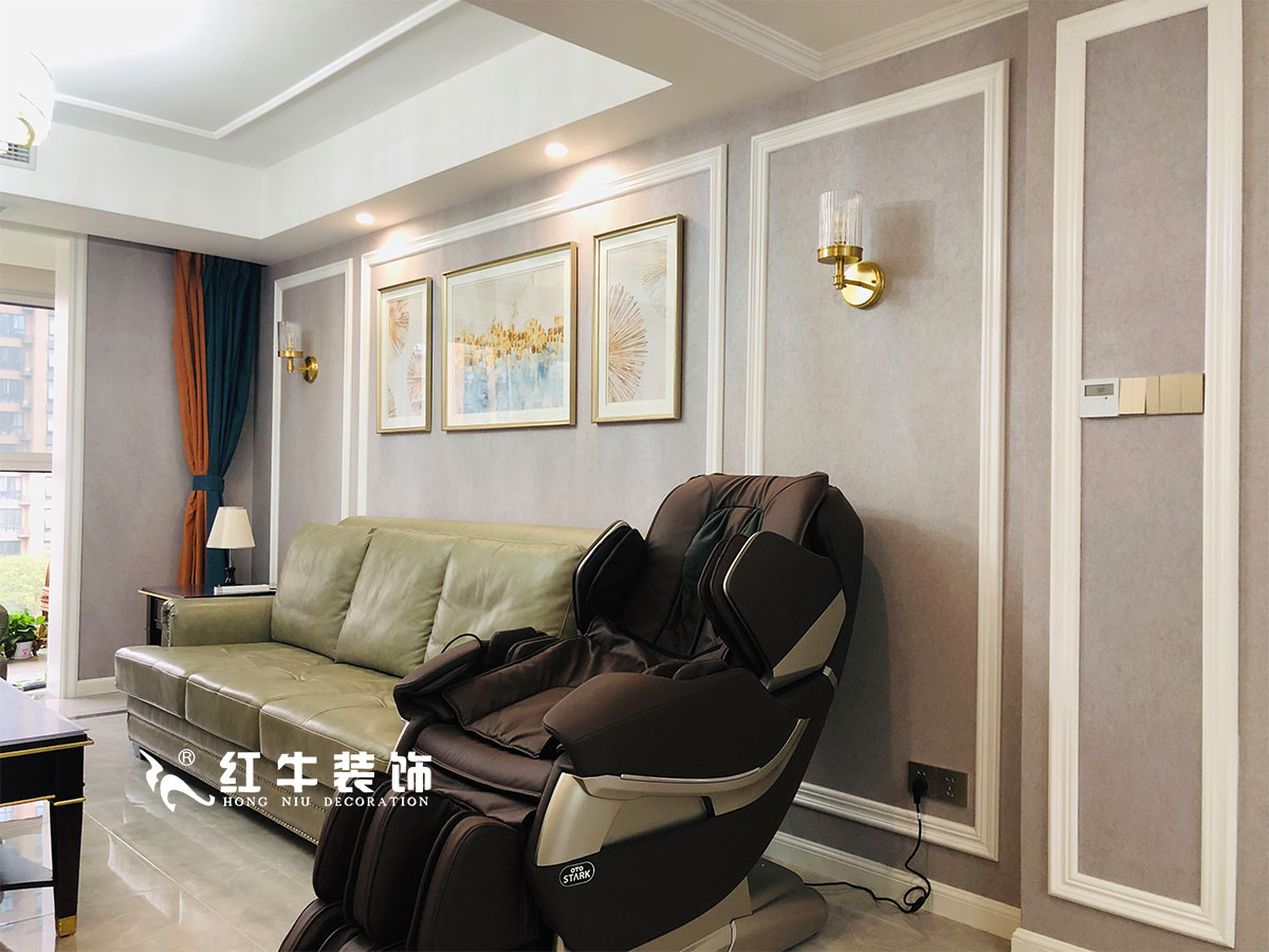 【實景案例】張智猿_紫金未來城-140㎡-美式輕奢風(fēng)格_全包20萬06沙發(fā)背景1