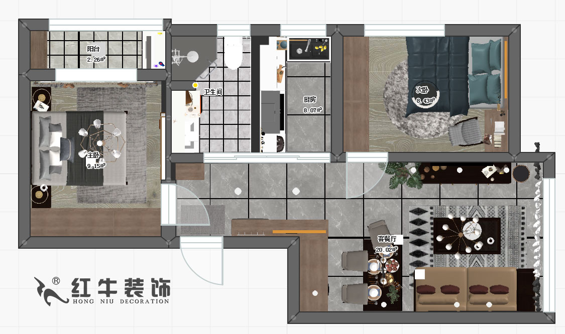 陶陽(yáng)_萬(wàn)達(dá)東坊4-101-70㎡-現(xiàn)代輕奢風(fēng)格00彩平圖