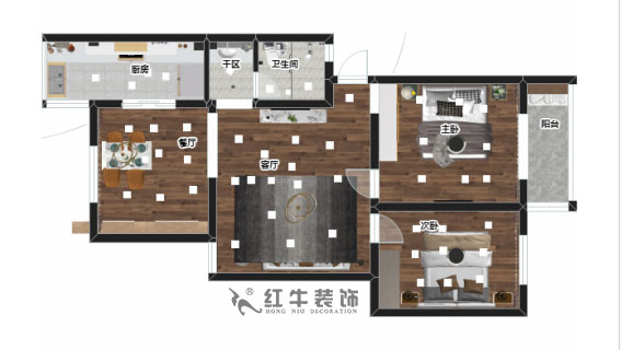 劉曉芳_月苑四村1-3-306-93㎡-現代風格_2室2廳1衛(wèi)（老房裝修）_定制家￥122000_全包12