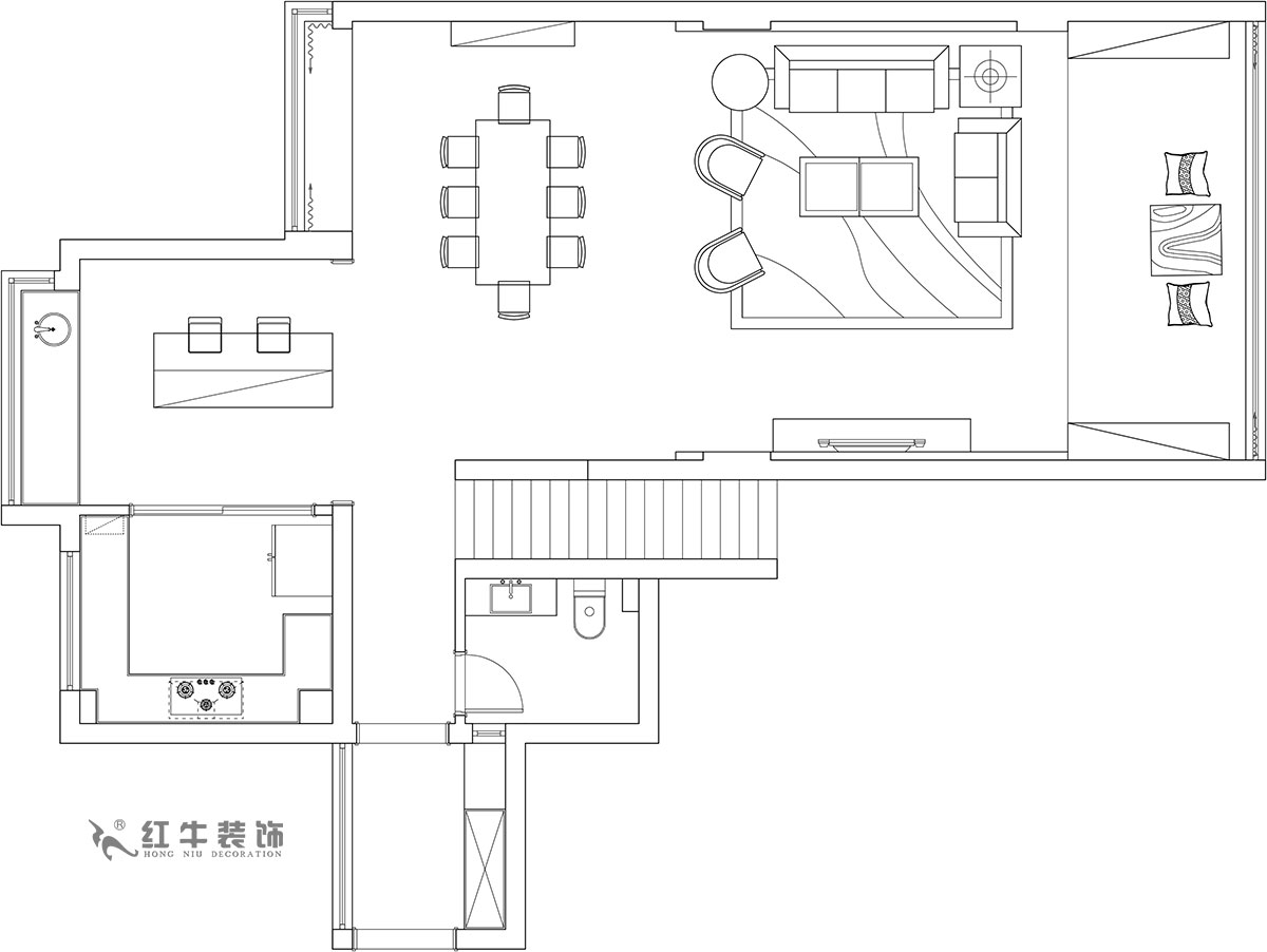 【實景案例】余瑋_棲園-200㎡-輕奢風(fēng)格_4室3廳3衛(wèi)（新房裝修）_全包35萬00_02一樓是日常休閑的活動區(qū)域