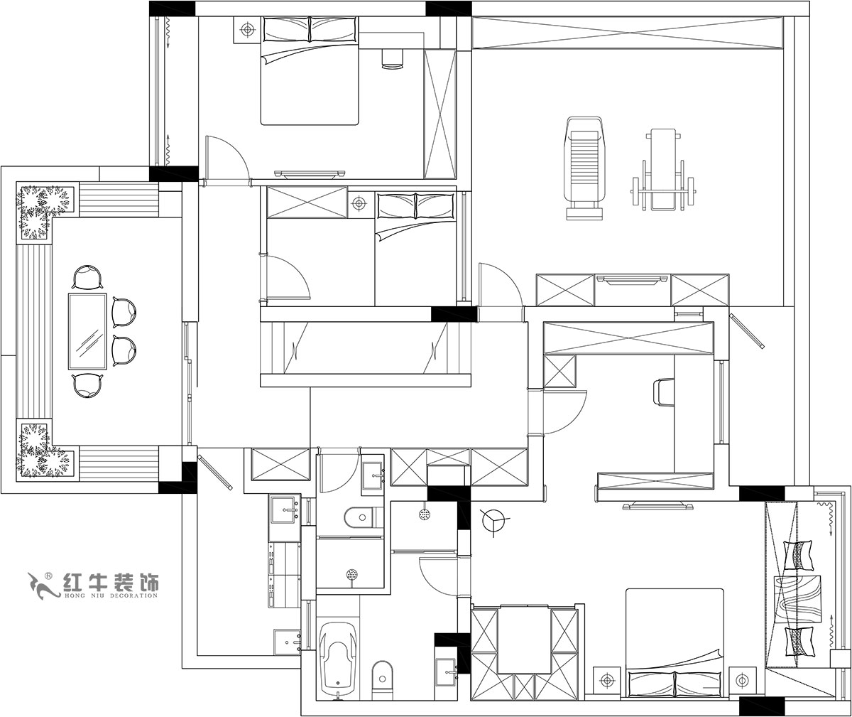 【實景案例】余瑋_棲園-200㎡-輕奢風(fēng)格_4室3廳3衛(wèi)（新房裝修）_全包35萬00_04二樓作為休息區(qū)和工作區(qū)