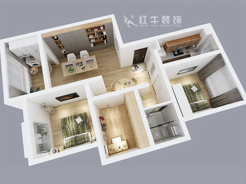 魏利利_津橋華府82㎡現(xiàn)代簡(jiǎn)約｜顛覆傳統(tǒng)客廳，即是休閑書吧又是影院03鳥瞰圖