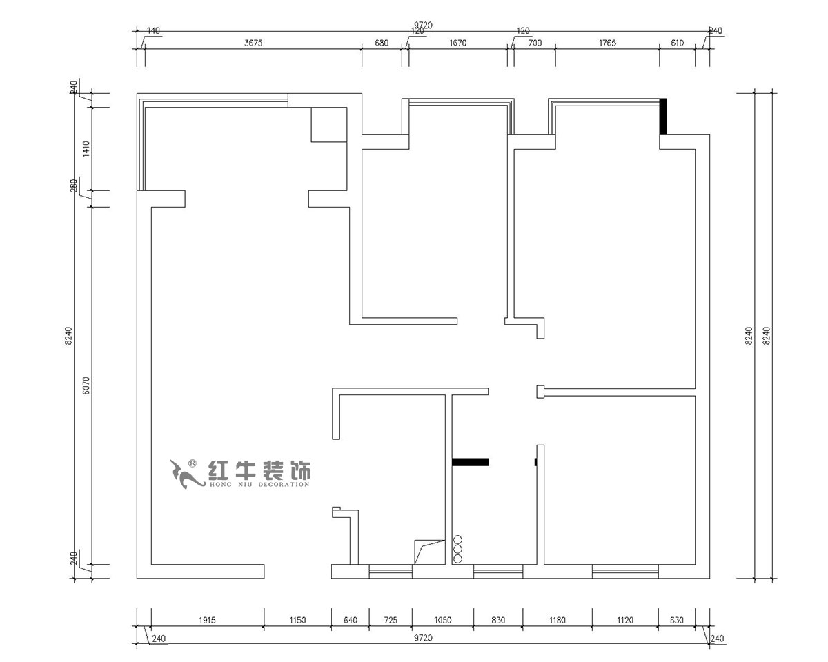 朱明琪｜仙林國際J-1802-95㎡-現(xiàn)代簡約風格｜3室2廳1衛(wèi)｜新房裝修｜成品家￥131929｜全包13萬｜00_01原始結構圖