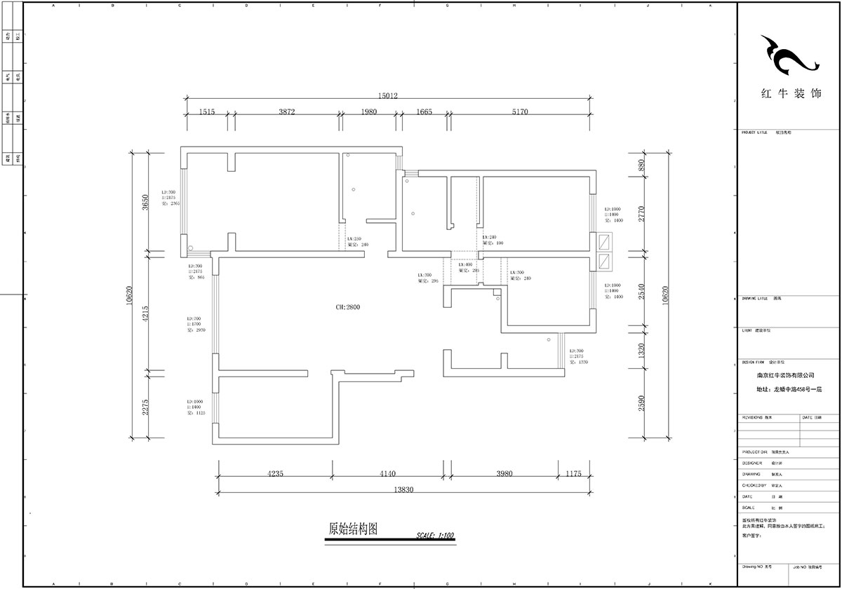 【實(shí)景案例】蔣?。辖饢|郡2-302-135㎡-現(xiàn)代風(fēng)格｜4室2廳2衛(wèi)｜定制家￥190562｜全包23萬(wàn)｜00_01原始結(jié)構(gòu)圖