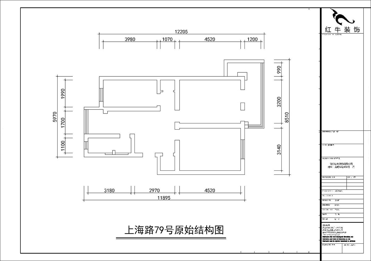 朱彥｜上海路79號(hào)2-201-80㎡-簡(jiǎn)約風(fēng)格｜3室1廳1衛(wèi)｜老房裝修｜定制家｜全包11萬｜00_01原始結(jié)構(gòu)圖