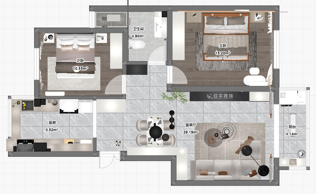 賈庭｜標(biāo)營4號(hào)27棟4-707-88㎡-現(xiàn)代風(fēng)格｜2室2廳1廚1衛(wèi)｜老房裝修｜定制家｜全包10