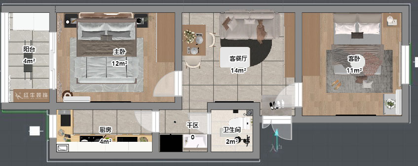 吳波｜康美里1-4-502-60㎡-現代簡約風格｜2室2廳1衛(wèi)｜舊房裝修｜定制家｜全包9
