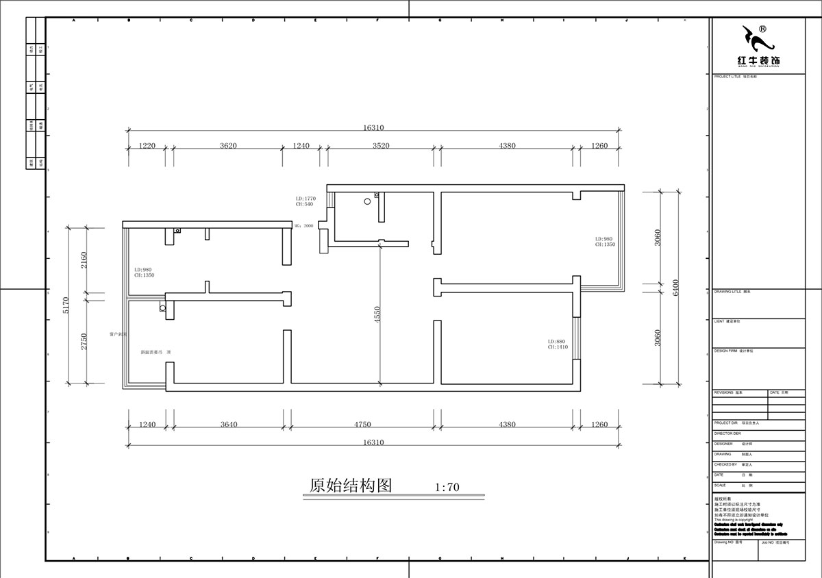蔣?。鹬刍▓@4-3-806-100㎡-現(xiàn)代簡約風(fēng)格｜3室2廳1衛(wèi)｜老房裝修｜定制家｜全包12萬｜00_01原始結(jié)構(gòu)圖