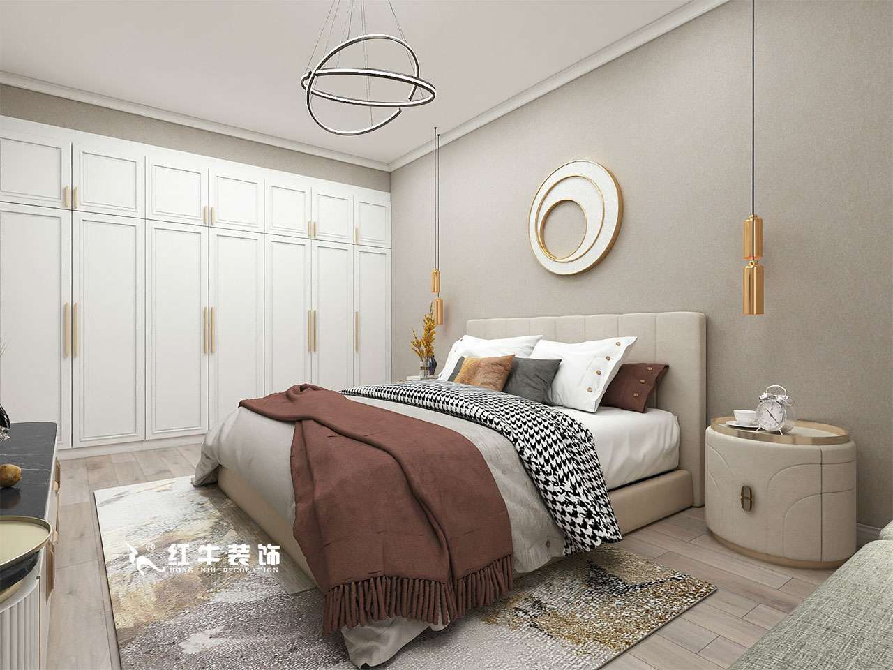 顧娟_金地都會意境118㎡現(xiàn)代風(fēng)格--弧形沙發(fā)設(shè)計，獨特有創(chuàng)意！07主臥設(shè)計