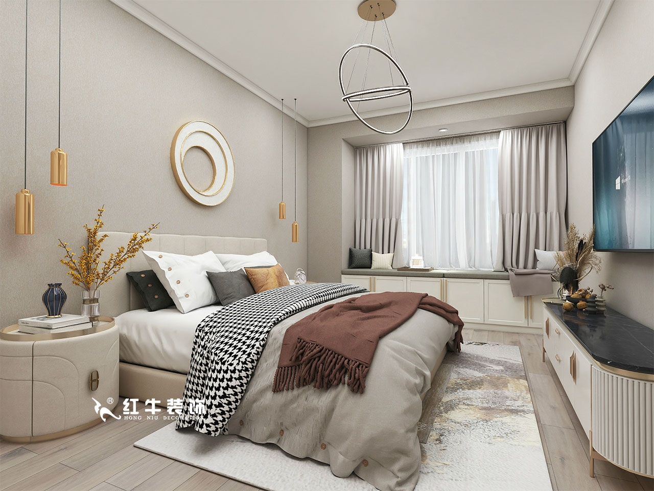 顧娟_金地都會意境118㎡現(xiàn)代風(fēng)格--弧形沙發(fā)設(shè)計，獨特有創(chuàng)意！08主臥設(shè)計