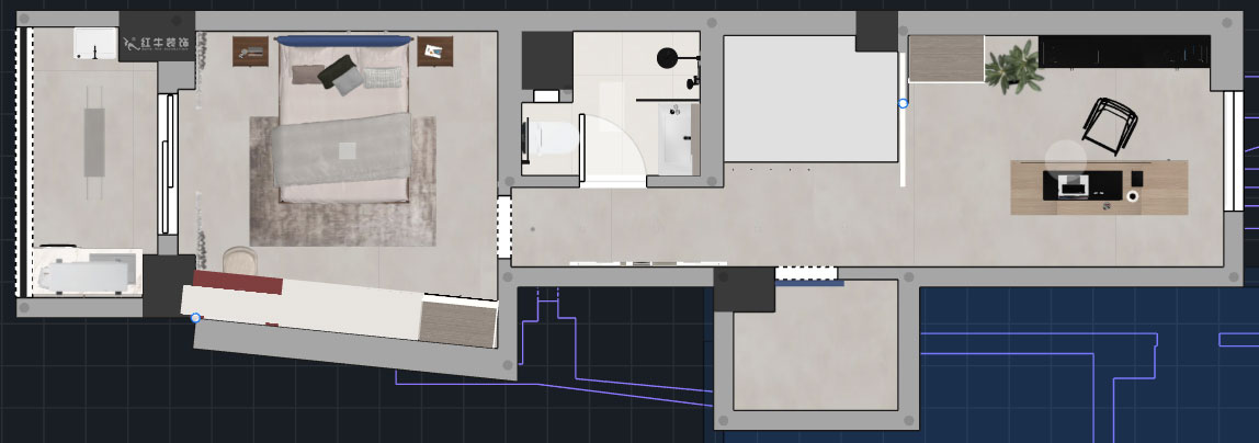 蔣?。ヌ陨郴ǔ?-1705-105㎡-現(xiàn)代簡約風格｜2室2廳1衛(wèi)｜老房裝修｜定制家｜全包15萬｜00_06二層平面彩圖