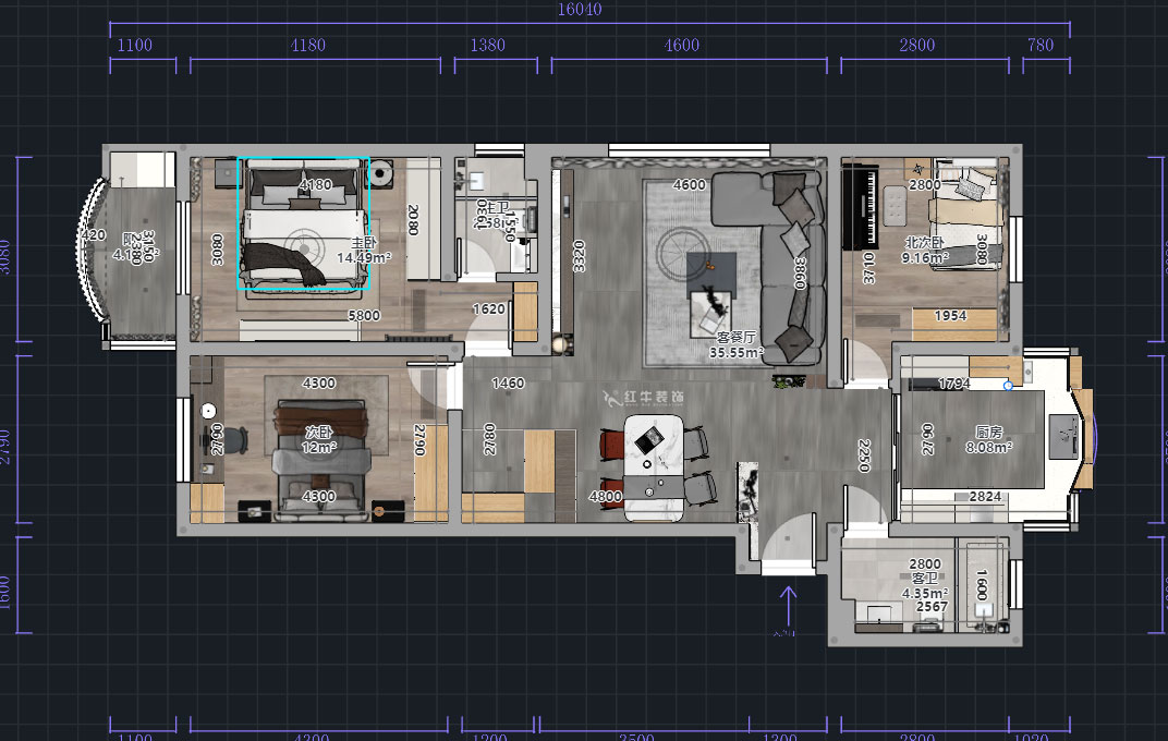 熊皓宇｜青石村-110㎡-現(xiàn)代輕奢風(fēng)格｜3室2廳2衛(wèi)｜老房裝修｜半包10