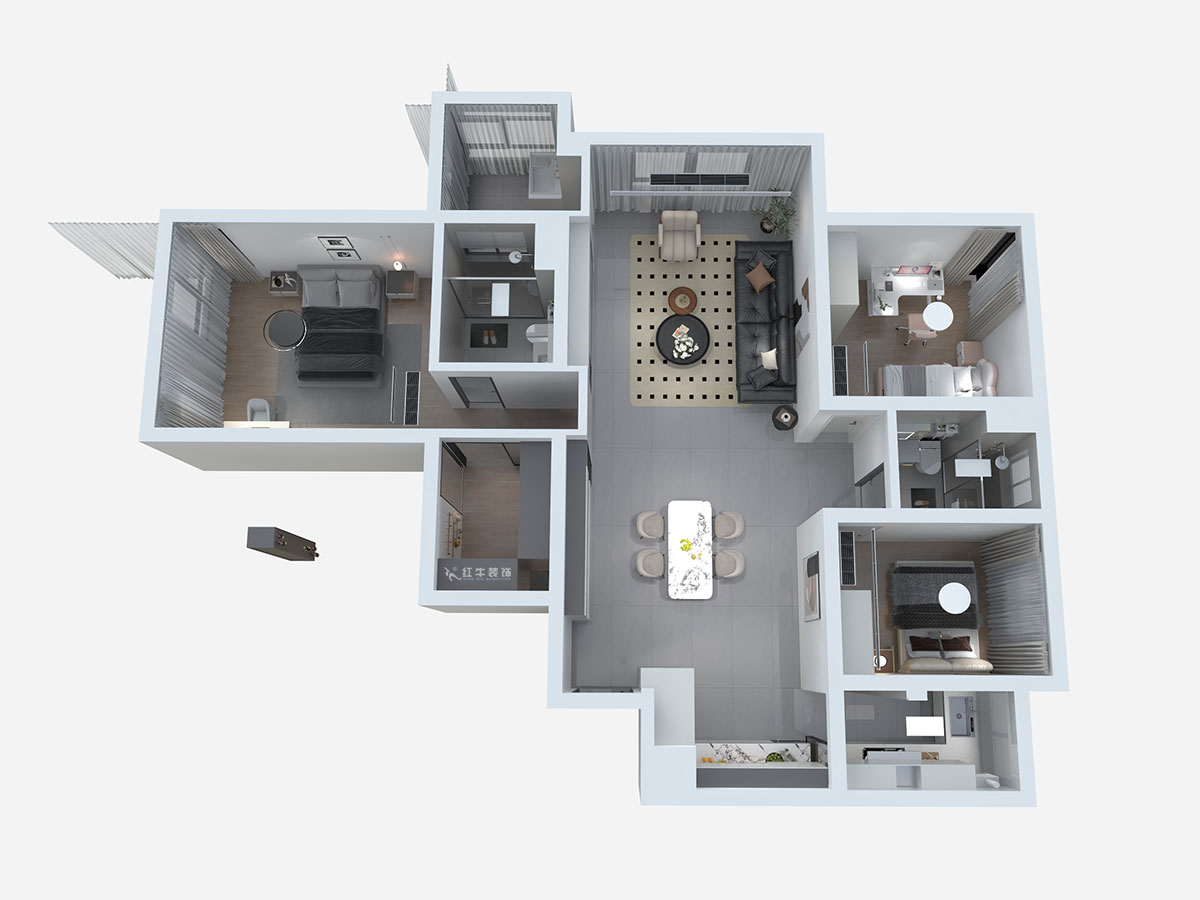 熊皓宇｜仁恒江灣城翠竹苑-140㎡-現(xiàn)代風(fēng)格｜3室2廳2衛(wèi)｜老房裝修｜定制家｜全包14