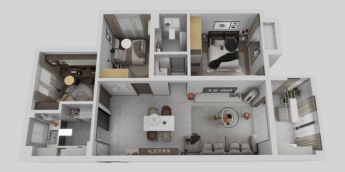 熊皓宇｜中海國(guó)際社區(qū)3期6-1401室-90㎡-現(xiàn)代風(fēng)格｜3室2廳1廚1衛(wèi)1陽(yáng)臺(tái)｜老房裝修｜定制家｜全包9